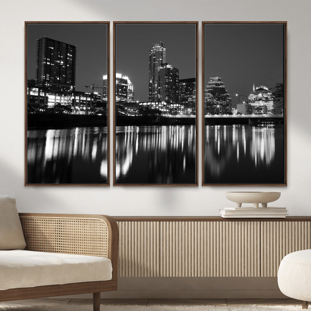 Austin Skyline Wall Art Canvas Print, Austin Downtown Night Cityscape