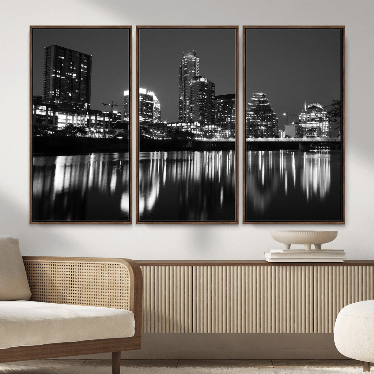 Austin Skyline Wall Art Canvas Print, Austin Downtown Night Cityscape