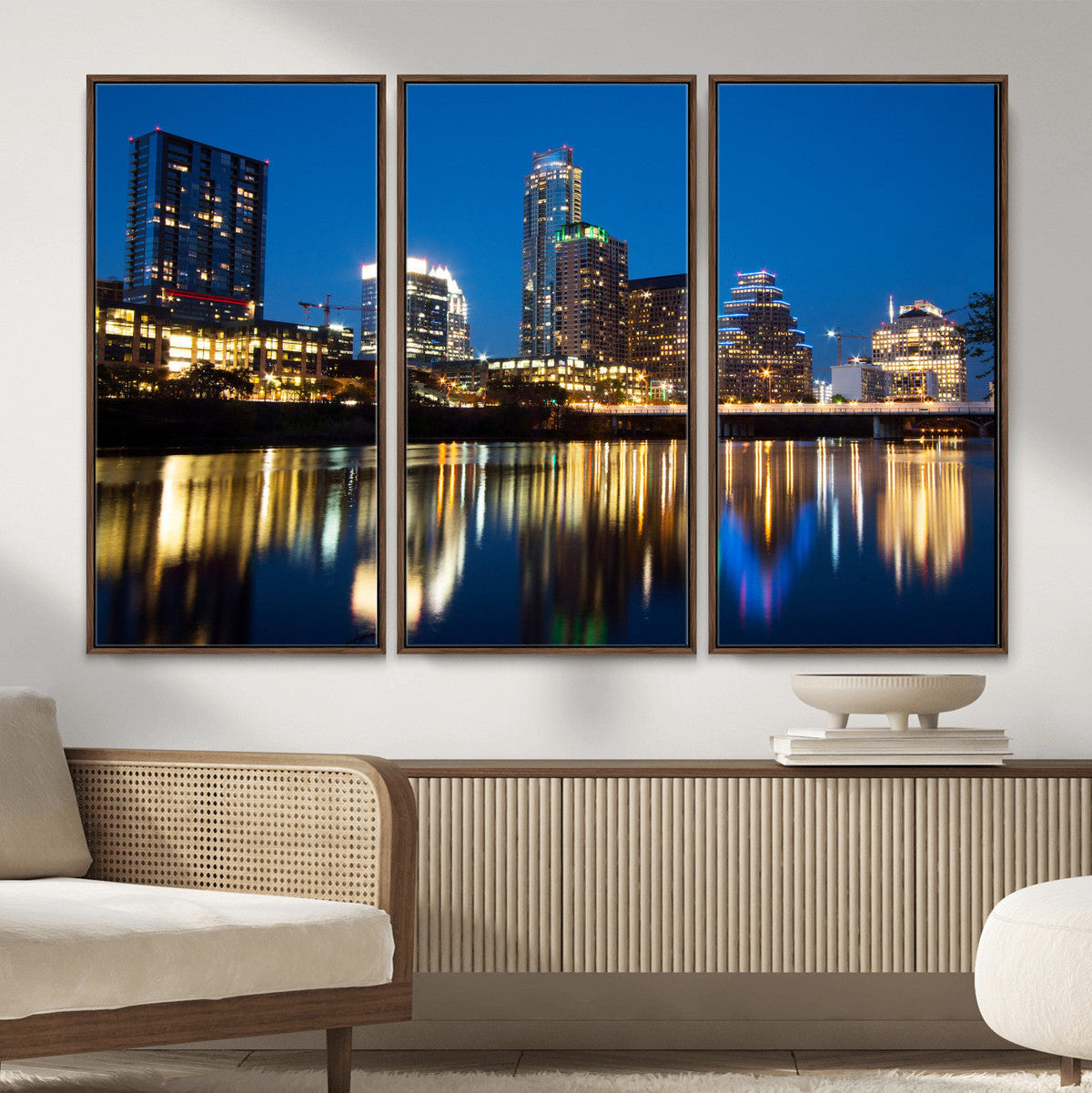 Austin Skyline Wall Art Canvas Print, Austin Downtown Night Cityscape