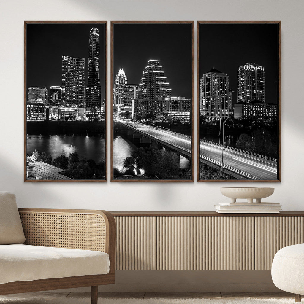 Austin Skyline Wall Art Canvas Print, Austin Downtown Night Cityscape