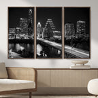 Austin Skyline Wall Art Canvas Print, Austin Downtown Night Cityscape