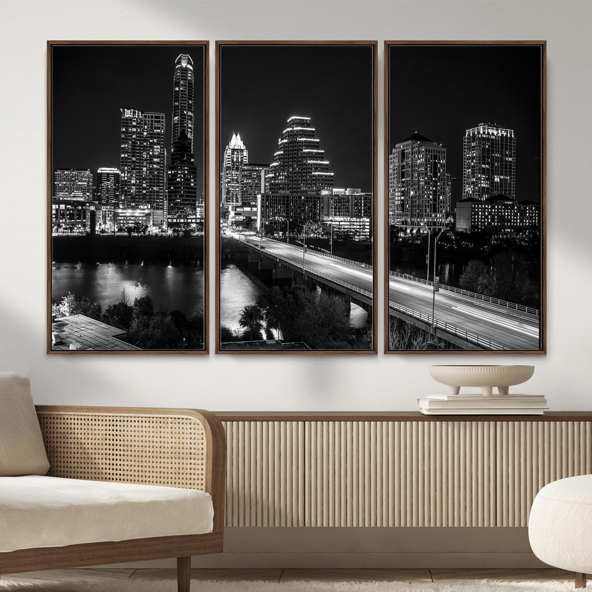 Austin Skyline Wall Art Canvas Print, Austin Downtown Night Cityscape