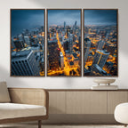 Chicago Wall Art Canvas Print - Chicago City Downtown Night Cityscape