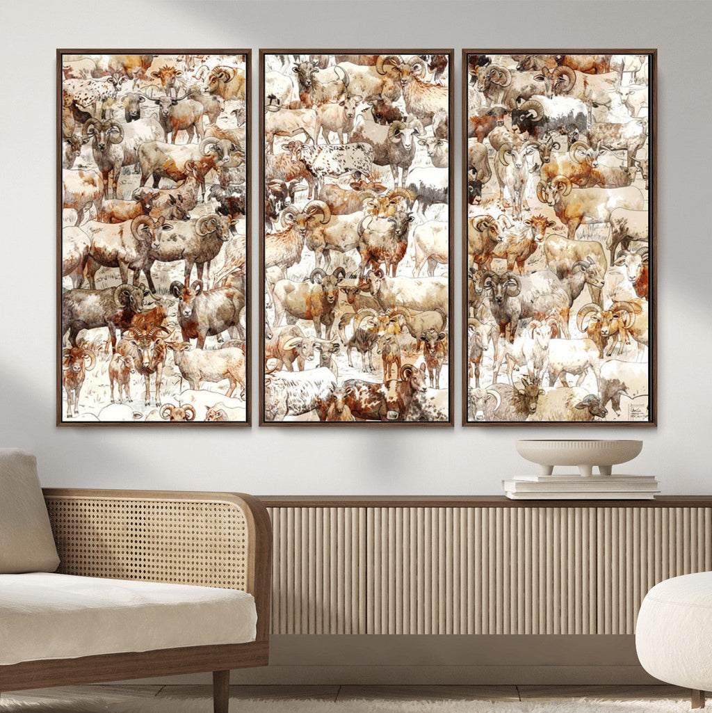 Farmhouse Bighorn Sheep Wall Art Canvas Print