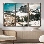 Snowy Mountain Wall Art Canvas Print, Alpine Pine Forest