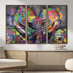 Graffiti Football Helmets Wall Art Canvas Print, Urban Street Art