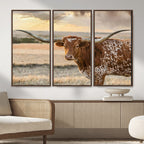 Texas Longhorn Wall Art Canvas Print, Western Ranch Bull Photography