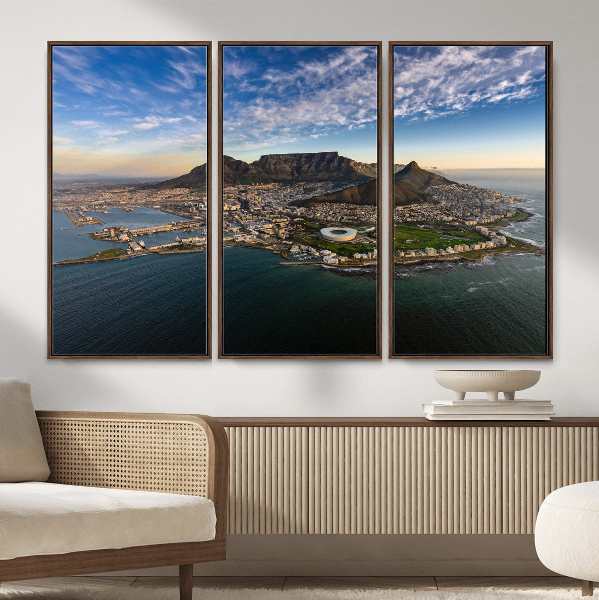 Cape Town Wall Art Canvas Print | Table Mountain Coastal Skyline Panorama