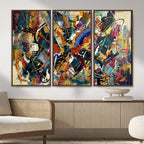 Geometric Abstract Wall Art Canvas Print, Orange Blue