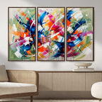 Geometric Abstract Wall Art Canvas Print, Orange Blue