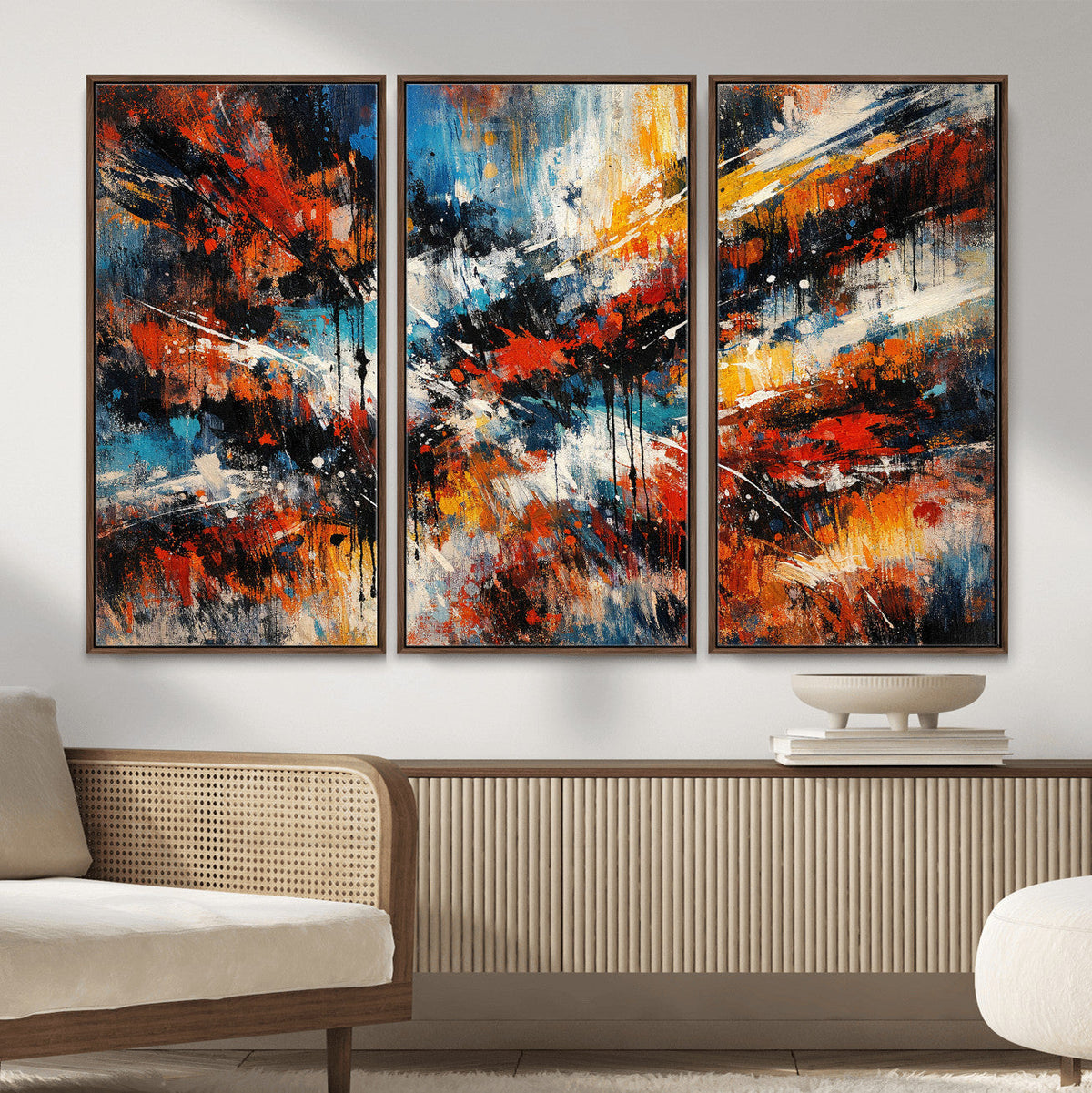 Lyrical Abstract Wall Art Canvas Print, Orange Blue Abstract