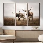 Texas Longhorn Canvas Wall Art Western Bull Desert, Rustic Farmhouse Wall Decor