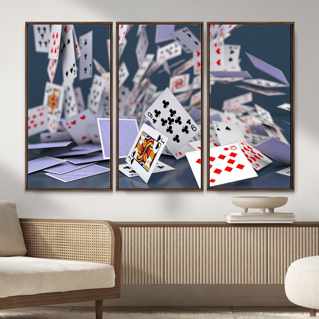 Playing Cards Canvas Wall Art | Casino Game Room Decor