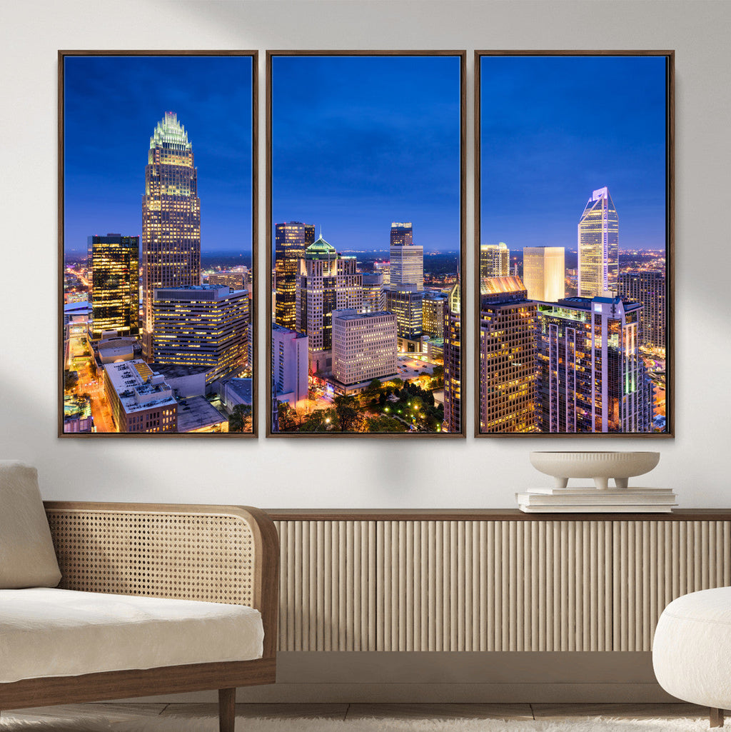 Charlotte Skyline Canvas Wall Art Print | North Carolina Cityscape