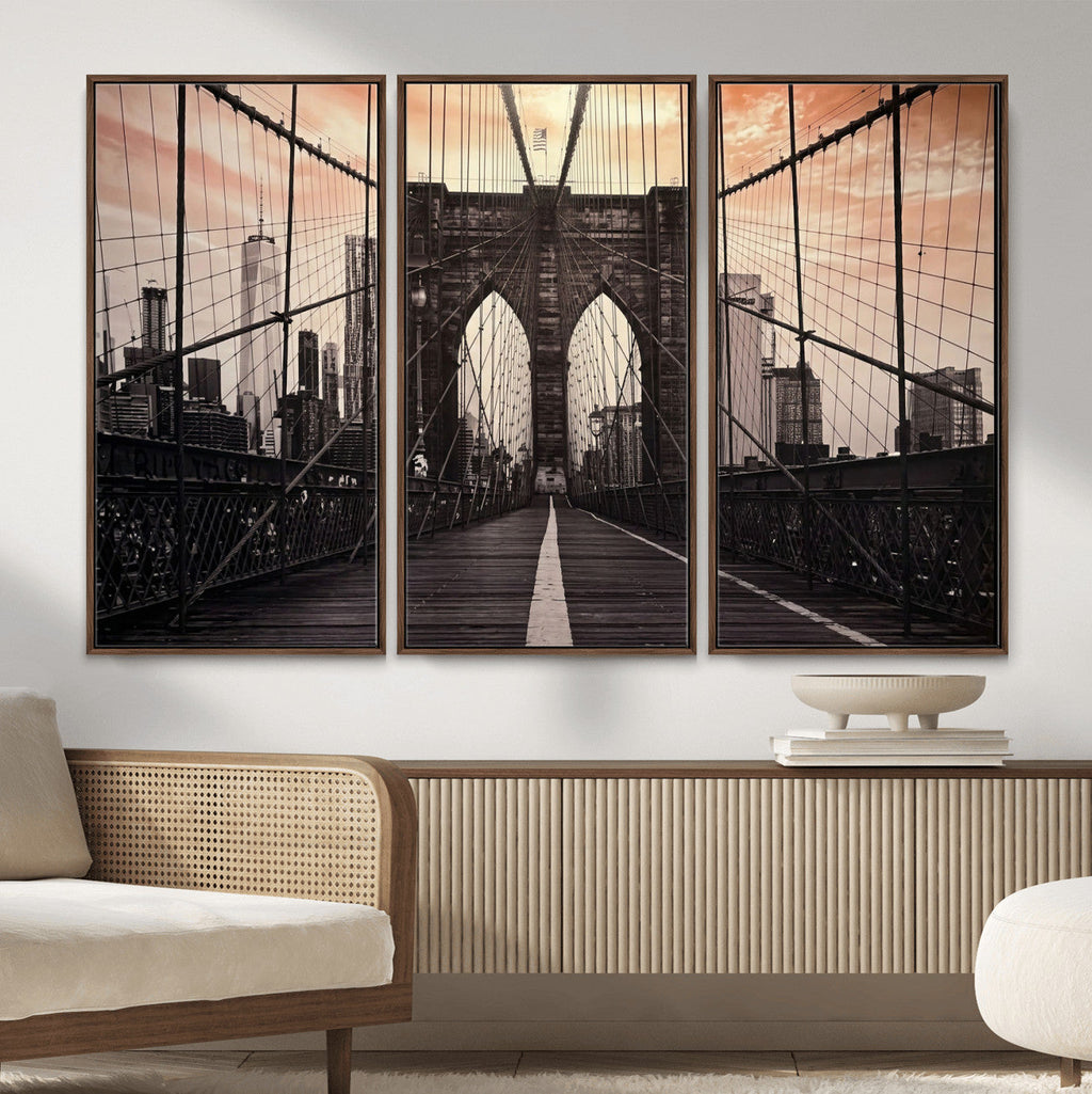 Brooklyn Bridge Canvas Wall Art, New York City Skyline Photography
