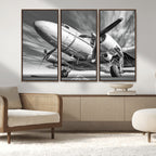 Vintage Airplane on Runway Canvas Print