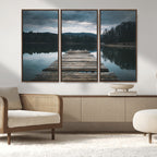 Wooden Bridge Near Lake Wall Art Canvas Print