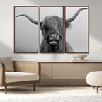 Texas Cow Wall Art Canvas, Texas Longhorn Cattle Canvas Print