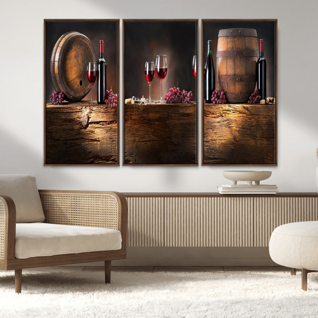 Wine and Barrels Wall Art Canvas Print