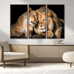 Lion and Lioness Wall Art Canvas Print | African Wildlife Animal Art