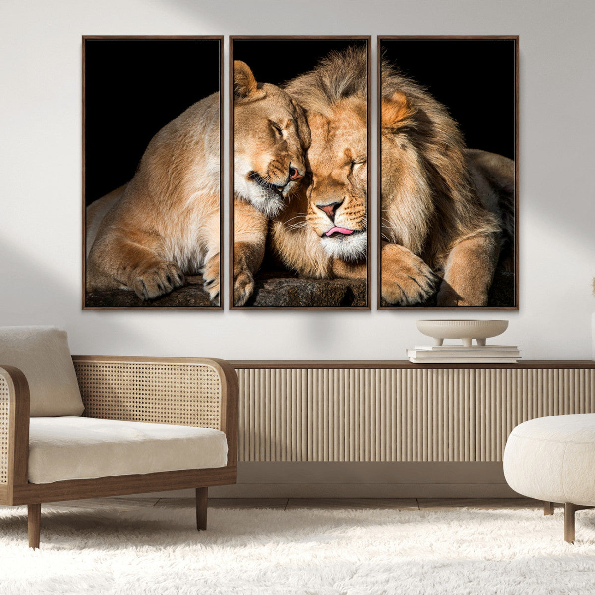 Lion and Lioness Wall Art Canvas Print | African Wildlife Animal Art