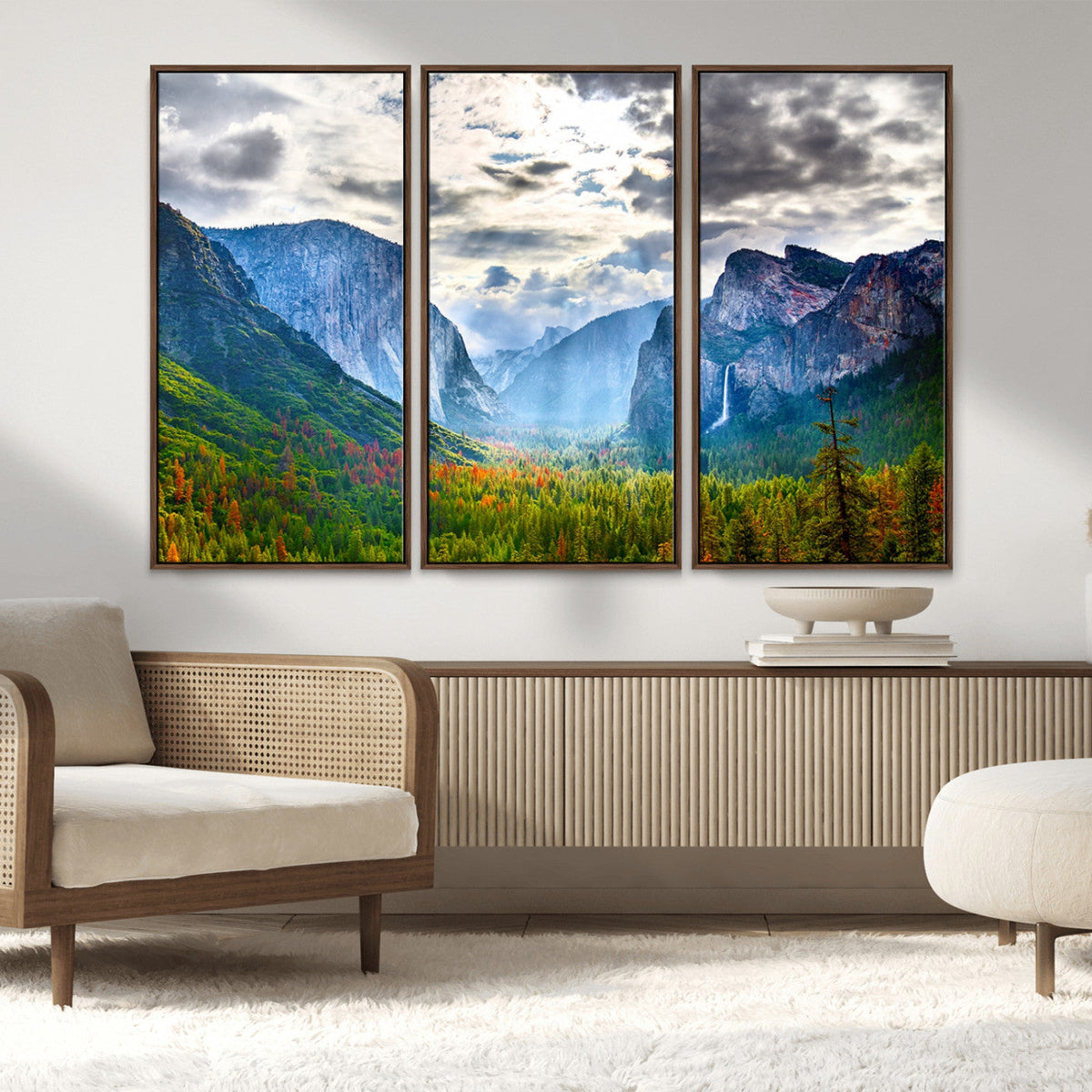 Yosemite Park Half Dome 3 Panel Canvas Print | Large Giclée Landscape Wall Art