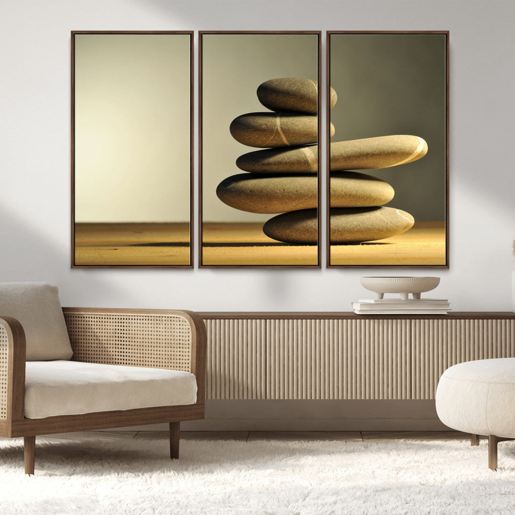 Fluvial Zen Stones Canvas Wall Art Print