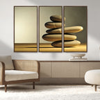 Fluvial Zen Stones Canvas Wall Art Print
