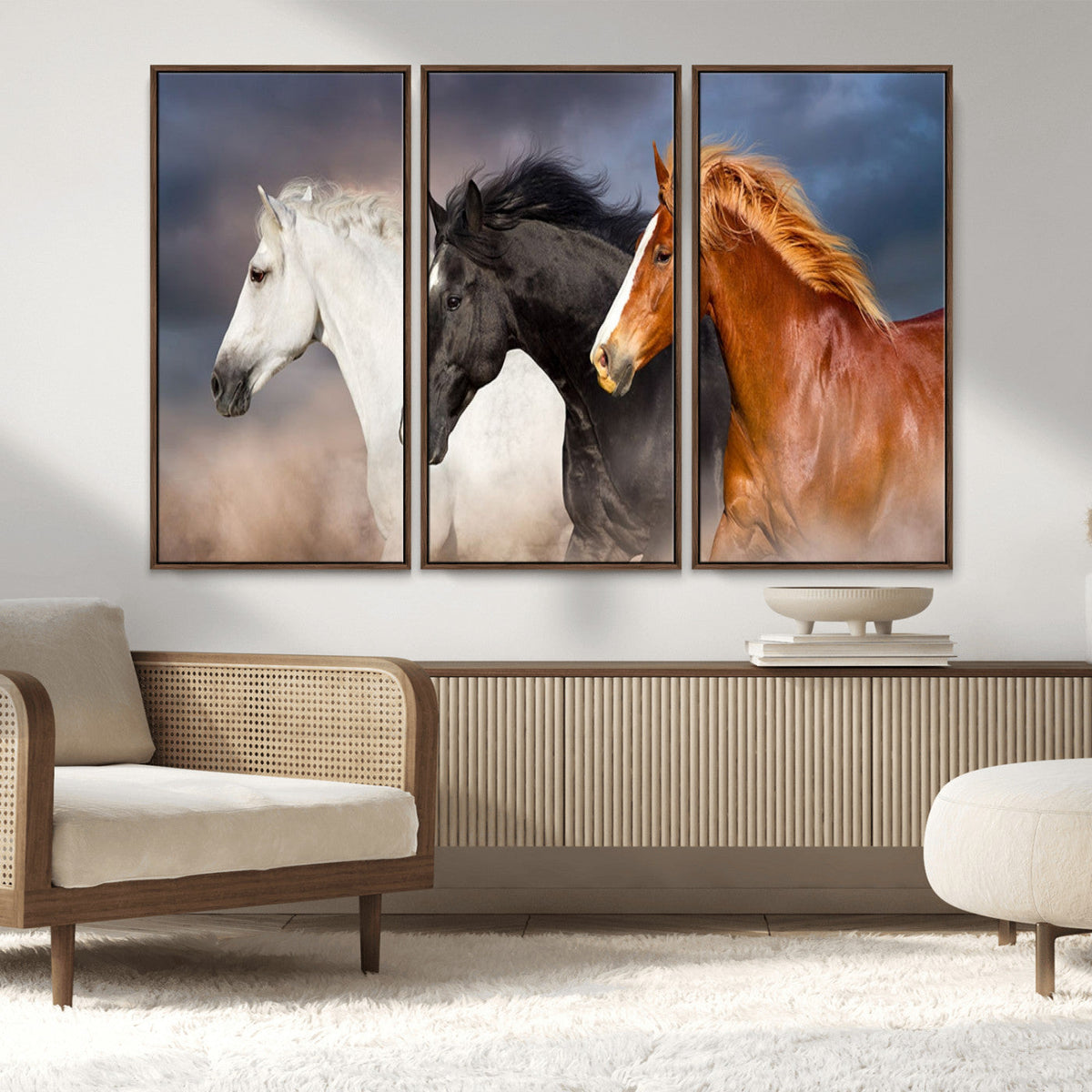 Animal Wall Art Three Horses Farmhouse Art Canvas Print