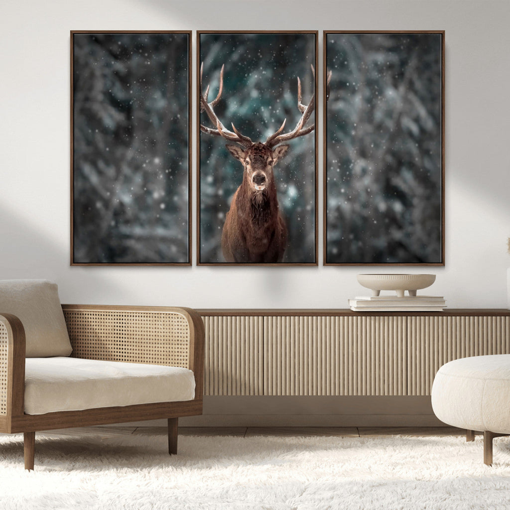 Wall Art Deer Art Animal Canvas, Framed Wall Art Deer Canvas