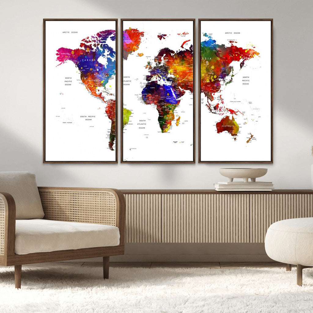 World Map Canvas Print | Detailed Map of the World Wall Art
