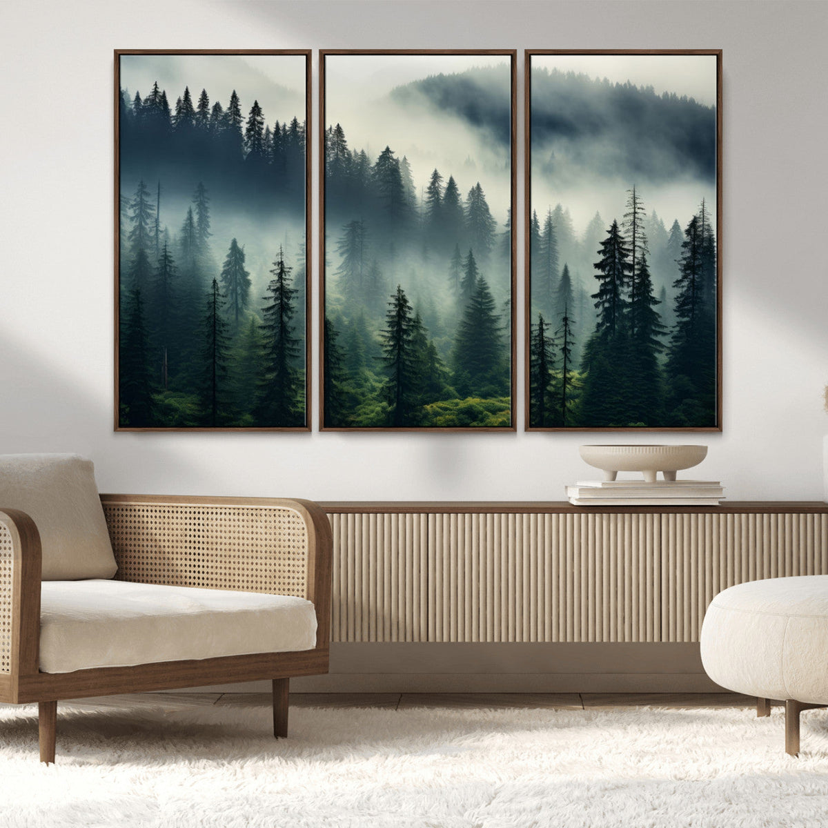 Captivating Misty Forest Wall Art, Foggy and Serene Atmosphere Canvas Print