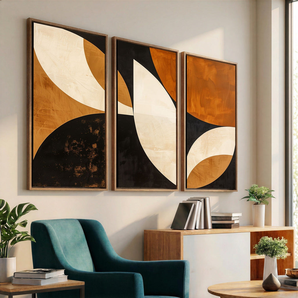 Geometric Abstract Wall Art Canvas Print, Mid Century Modern Wall Art