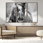Black and White Horse Winter Wall Art, Ready to Hang