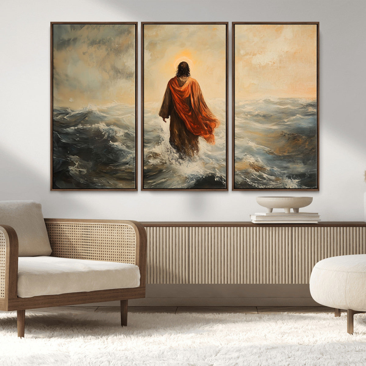 Jesus Walking on Water, Christian Wall Art, Jesus Christ Oil Painting Style Print