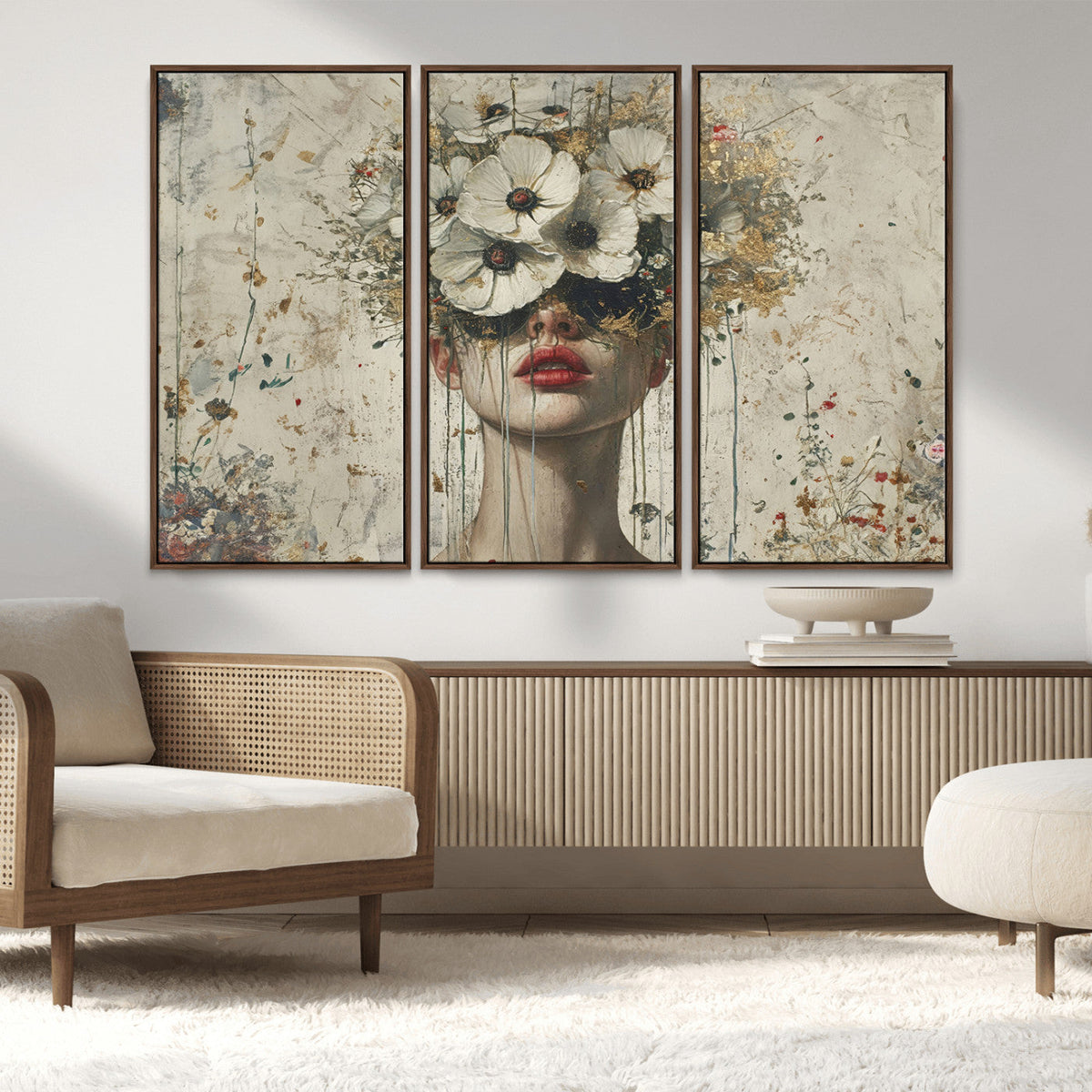 Abstract Floral Women Pastel Wall Art Canvas Print