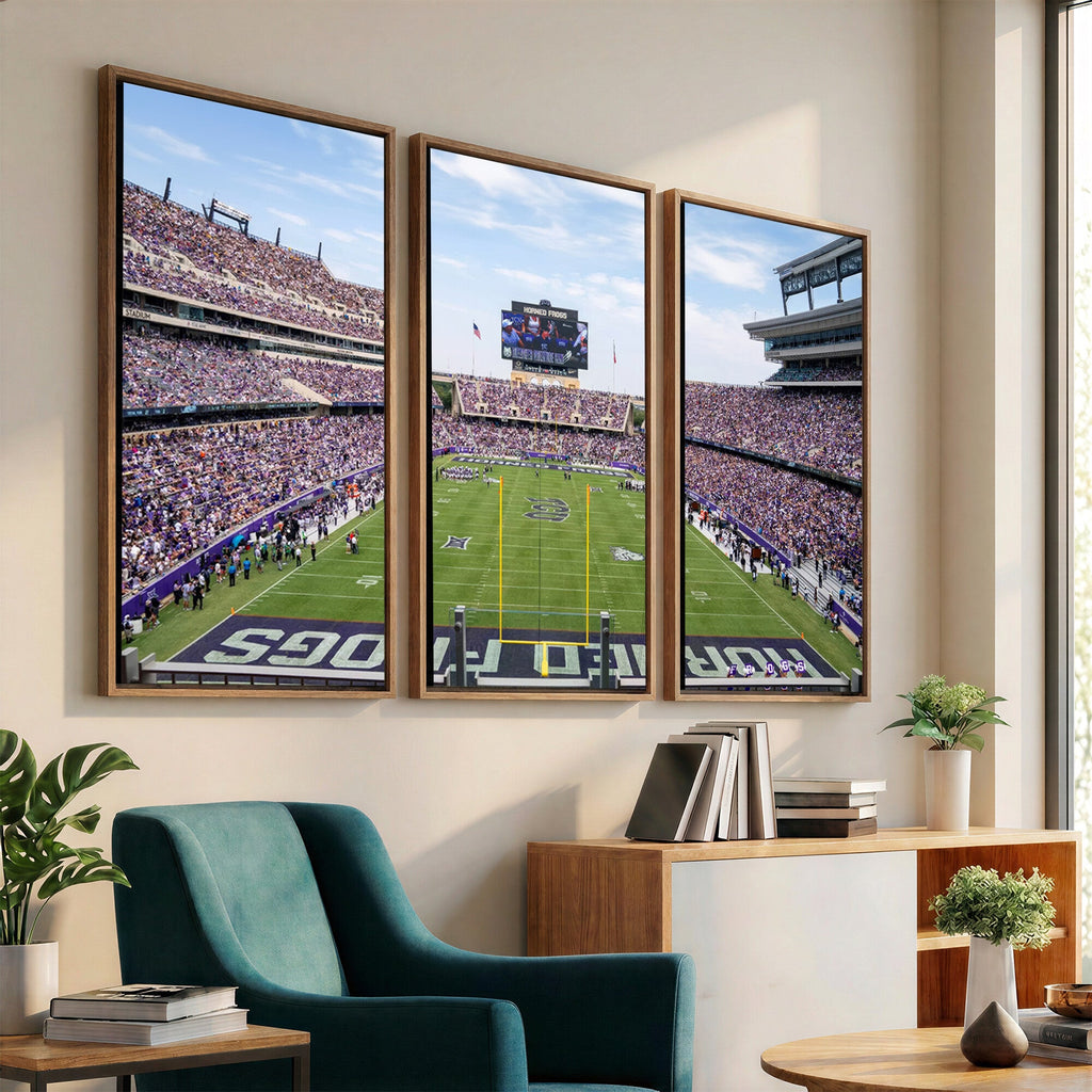 TCU Horned Frogs Football Team Print, Fort Worth Amon G. Carter Stadium, Framed and Ready to Hang