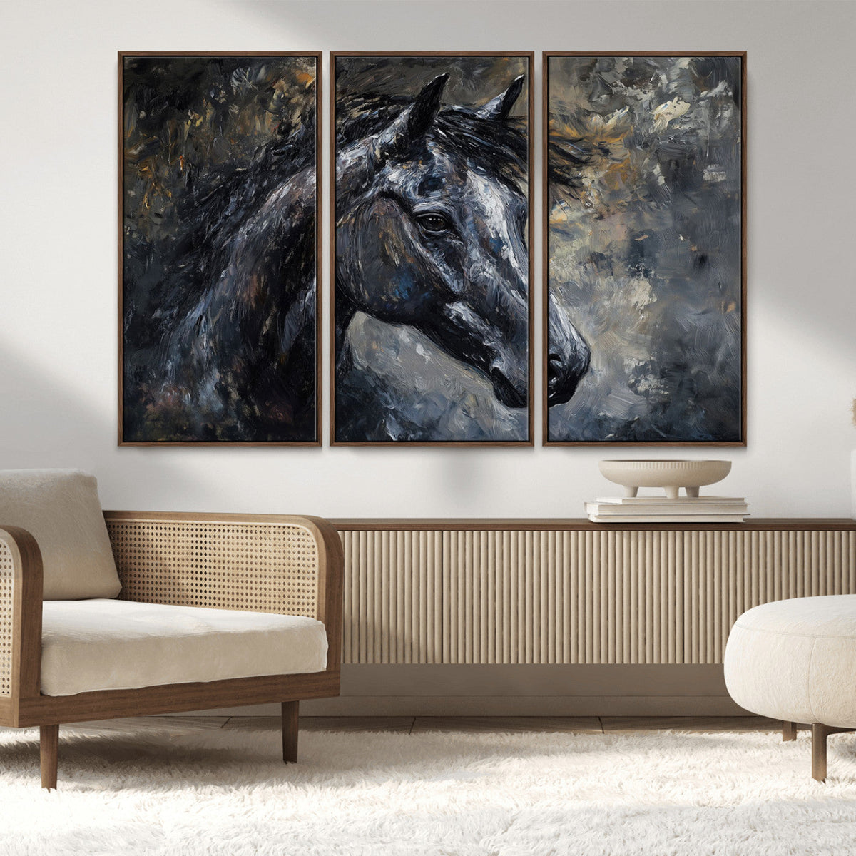 Large Abstract Horse Wall Art Canvas Print, Farmhouse Wall Art
