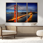 Large Wall Art San Francisco Canvas Print - Wonderful Golden Gate Bridge at Twilight