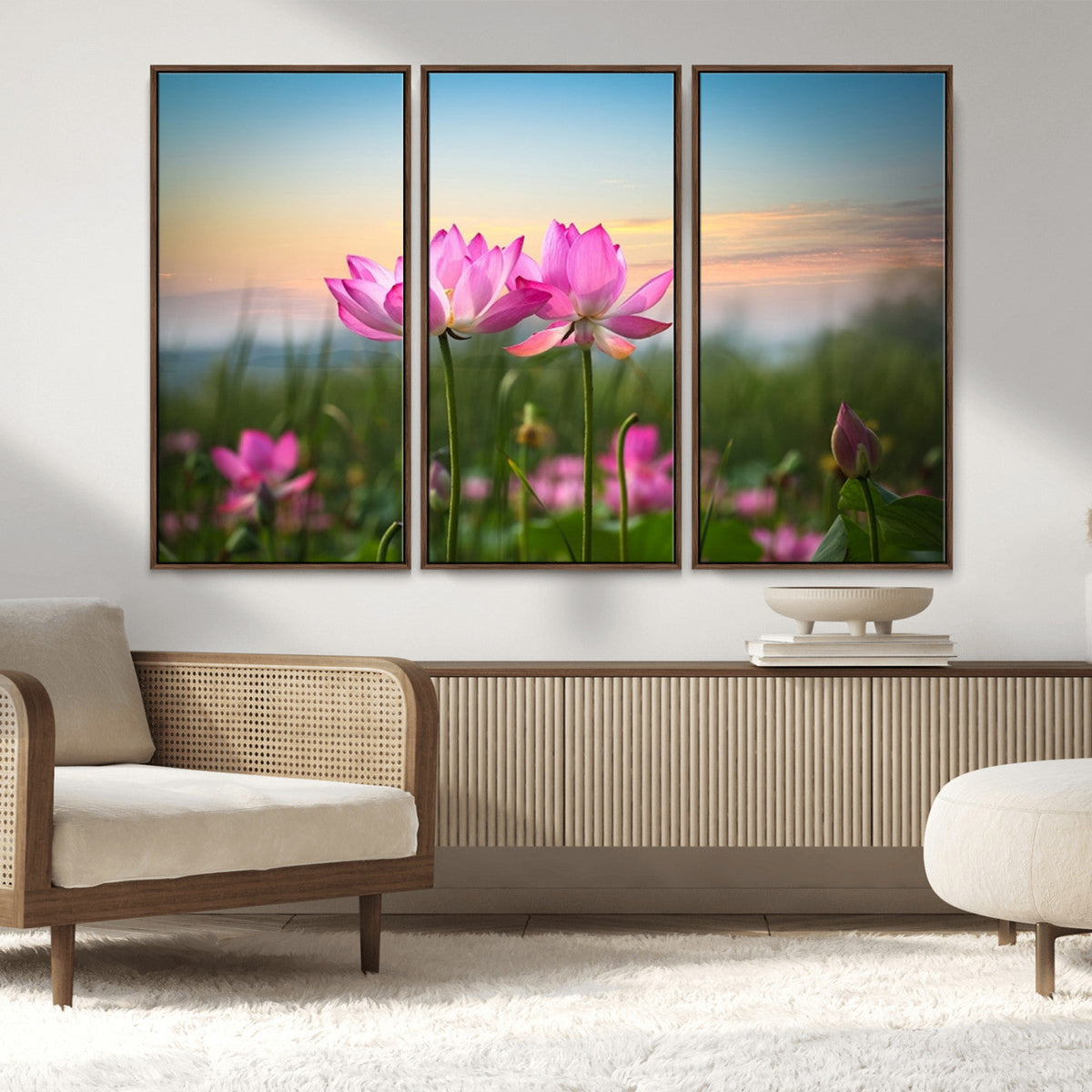 Pink Flower on the Mountain Canvas Print, Framed Pink Flower Canvas Wall Art