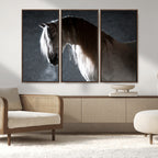 Large Wall Art Cream Colored Horse on Grey Background Canvas