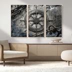 Ship Steering Wheel Vintage Wall Art Canvas Print