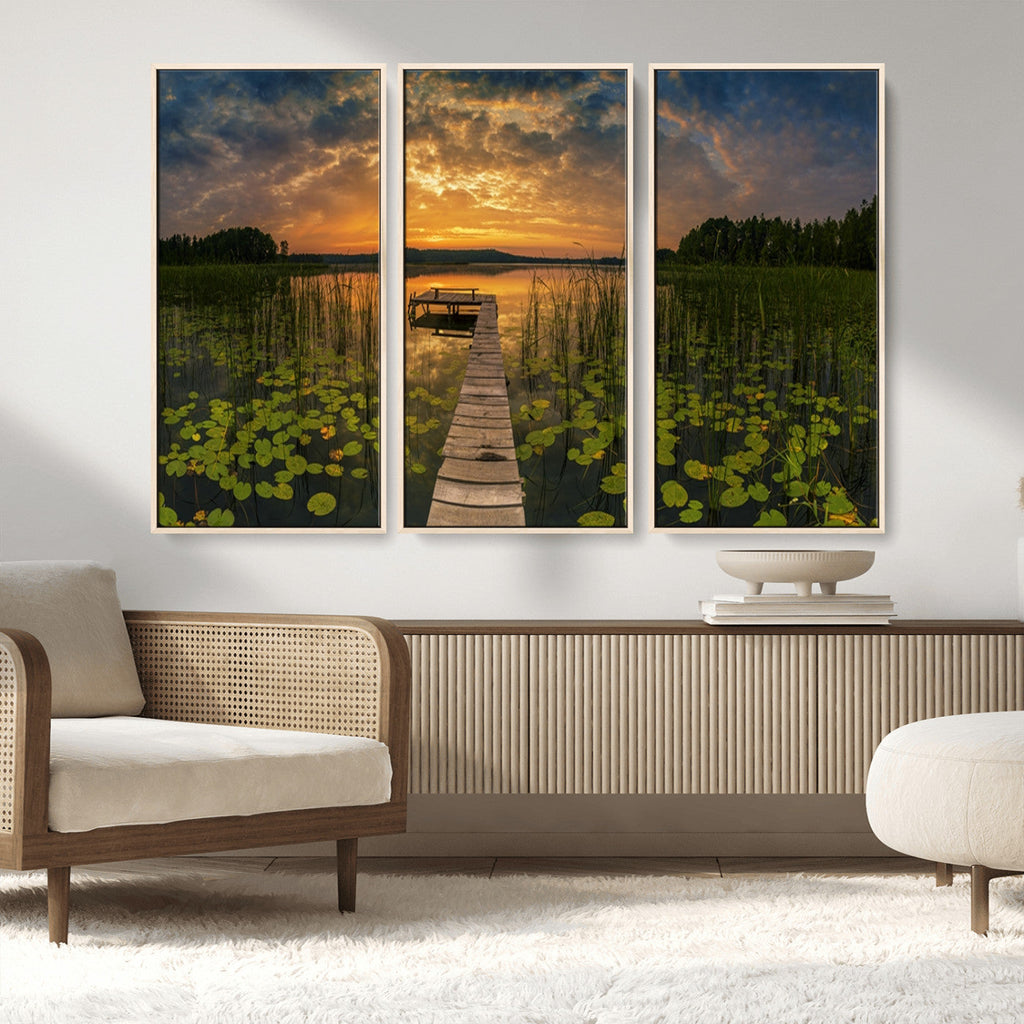Lake and Flower Wall Art Canvas Print