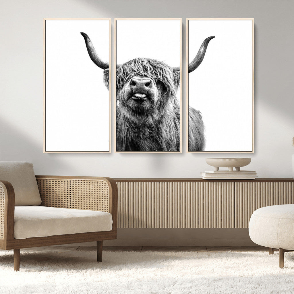 Fanny Scottish Highland Cow Cattle Art Print Farmhouse Wall Art Canvas Print