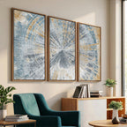 Radiant Abstract Wood Rings Canvas Art, Modern Triptych Wall Decor for Living Room or Office