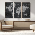 World Map Canvas Print, Detailed Map of the World Wall Art for Home or Office