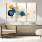 Geometric Blue Orange Abstract Wall Art Canvas, Geometric Blue Orange Canvas Print