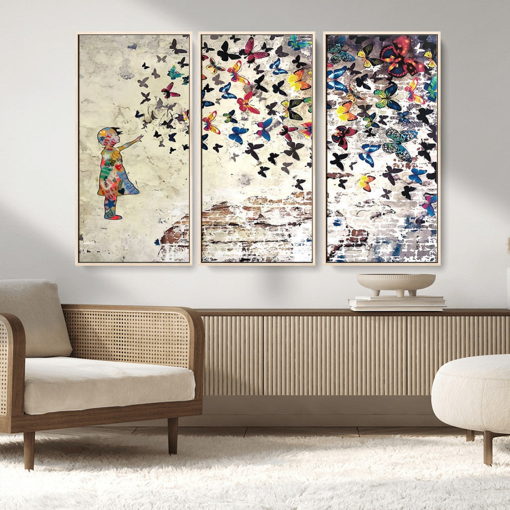 Banksy Wall Art - Banksy Girl Butterfly Graffiti Wall Art