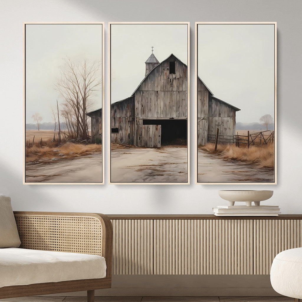 Farmhouse Rustic Barn Wall Art Canvas Print, Framed and Ready to Hang