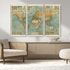 Push Pin World Map Canvas Print | Travel Tracker Wall Art for Couples